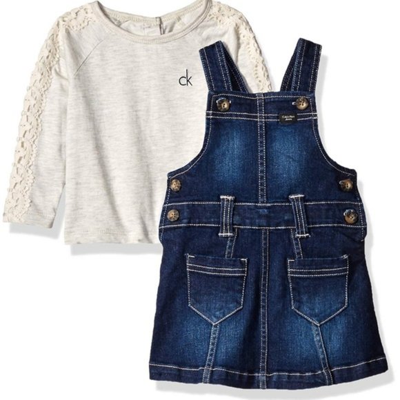 Calvin Klein Long Sleeve Jersey Jean Skirt Set 3/6 - Picture 3 of 6